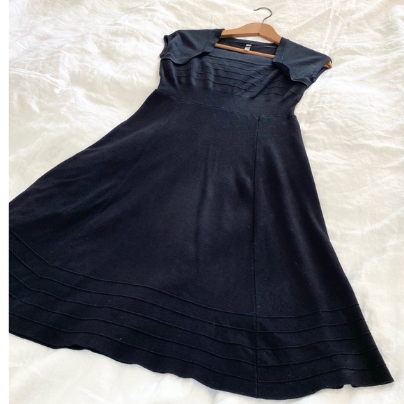 Maternity Little Black Dress Knit A-Line Dress - Picture 4 of 10